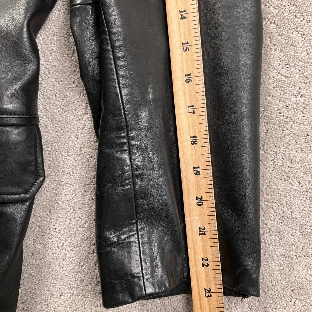 Banana Republic Leather Blazer Mens Large Black 3/2‎ Roll Button Classic Jacket